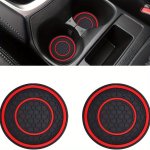 2PCS Car Cup Holder Coasters: 6.99 Cm Non-slip Anti Dust Cup Mats For Most Cars Red