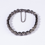 Black & Floral Cubic Zirconia Bracelet - Clear Crystal