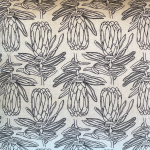 Small Line Protea Black Table Runner