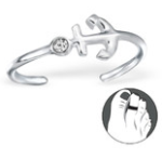 C182-C24647 - 925 Sterling Silver Anchor With Stone Toe Ring