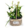 Artificial Rose Plant With Leaves In Basket Pink & Green
