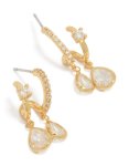 Goldair Gold Plated Cubic Zirconia Double Drop Open Hoop Stud Earrings