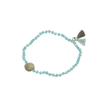 Labradorite Gem & Aqua Calcite Beaded Anklet