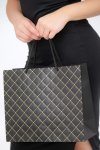 Senza Luxury Gift Bag Embossed With Handles Black & Gold 320MM X 260MM