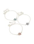 Kids Silver Diamante Flower Best Friends Bracelets 3-PACK