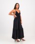 Black Strappy Maxi Tiered Dress - XS / Black / Women