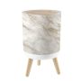 Small Trash Can With Lid White Gold Marble Effect Luxury Wall Shine Golden Line Abstract Design 1.8 GALLON/7L Garbage Can Waste 