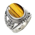 Sterling Silver 925 Ring For Women &s Genuine Tigers Eye Ring Sterling Silver Engagement Ring Bezel Set Gemstone Ring