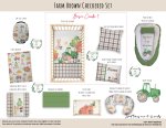 Cot Duvet Bedding Farm Brown Checkered Set