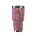 Rhinestone Decor Double Walled Stainless Steel Insulated 900ML Travel Mug - Pink