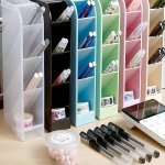 4-COMPARTMENT Vertical Pencil Holder Slant Insert Space-saving Desk Organizer Office Desktop Storage Tool Flexible Combination -