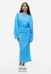 Crinkled Gathered Dress - Blue