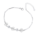 S925 Sterling Silver Four-leaf Clover Bracelet With Aaa+ Zirconia