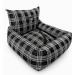 2-IN-1 Pet Car Seat And Bed - Large Black Tartan Soft Interior Fabric