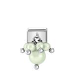 Silvershine Swarovski Pastel Green Pearl Cluster Link