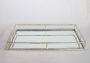 Rectangular Metal Bamboo Look Silver Tray 70X40X9CM