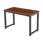 Finish Industrial Wooden Desk With Metal Legs Walnut + Black