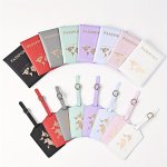 2PCS SET Passport Holder + Luggage Tag Set Passport Clip Luggage Tag Travel Set Couple Fashionable Pu Leather Passport Bag Porta