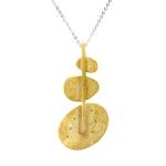18CT Gold Discus Pendant Necklace - Gold Cubic Zirconia