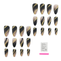 24 Piece Seasonal Autumn Mid-short Almond Press-on Nails Set - Black & Gold