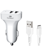 - ES-131 - Dual USB Car Charger With Micro Cable- White