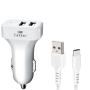 - ES-131 - Dual USB Car Charger With Micro Cable- White
