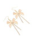 Goldair Gold Diamante Ribbed Bow Cupchain Drop Earrings