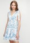 Tiered MINI Dress With Trim Detail - Fresher Vintage Blue Floral
