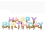 Happy Birthday Pastel Gold Candle