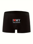 1 3PCS Men's Trendy Love Heart Print Boxer Briefs Comfy & Breathable Four-corner Pants As Noval Gift