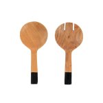 Wooden Server Spoon With Enamel Handle Black Set Of 2