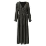 Black Long Sleeve Satin Maxi Dress