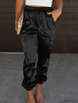 Satin JOGGERS-black - Large