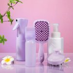 4PCS Silicone Massage Shampoo Continuous High-pressure Spray Bottle Oil Baking Bottle Hollow Air Cushion Comb Set Household Hair