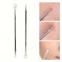 Stainless Steel Blackhead & Blemish Remover Tool Set - Dual-ended Comedone Extractor Kit - Unscented Facial Care Pimple Popper For Normal Skin - Acne