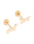 Kids Gold Plated Surgical Steel Enamel Cute Dog Flat Back Studs