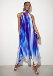 Halter Pleated Maxi Dress - Blue Ombre