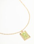 Goldair Gold Green Snake Square Pendant Necklace