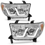 AUTOSAVER88 LED Drl Headlights Assembly Compatible With 2007-2013 Toyota Tundra 2008-2017 Sequoia Headlamp Replacement Pair Se