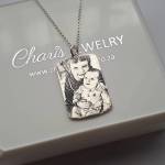 N794 - 925 Sterling Silver Personalized Photo Picture Dog Tag Necklace