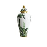 Large Ceramic Ginger Jar - Green Leaves
