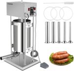 Rovsun Electric Sausage Stuffer 15.4LBS 10L Stainless Steel Sausage Maker Machine With Adjustable Speed & 5 Stuffing Tubes Heavy