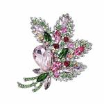Yoqucol Big Large Brooch Pin Austrian Crystal Leaf Shape Bouquet Rhinestone Scarf Decoration Wreath Cloth Brooches Pins For Wome