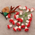20PCS MINI Red Mushroom Artificial Garden Fairy Bonsai Pot Craft Decoration Home Diy Indoor & Outdoor Micro Landscape Decor Cont