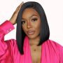 4X4 Glueless HD Transparent Lace Straight Bob Human Hair Wig 8INCH
