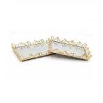 2 Piece Chain Design Tray Set Gold