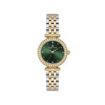 Womens Crystal-set Green Dial Two-tone Bracelet Watch