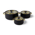 3 Piece Food Warmer Set Cream & Gold
