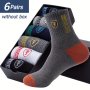 6 Pairs Men's Cotton Sweat Absorbing Embroidered Crest Athletic Socks Ankle Socks