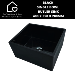Black Single Bowl Butler Sink - 400 X 350 X 200MM